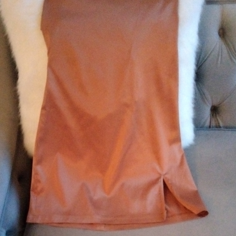 AKIRA Satin Sexy Copper Backless Dress
